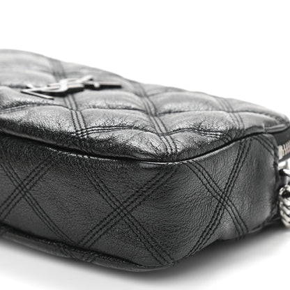 Saint Laurent Grained Lambskin Quilted Mini Becky Double Zip Bag Black 9 of 9