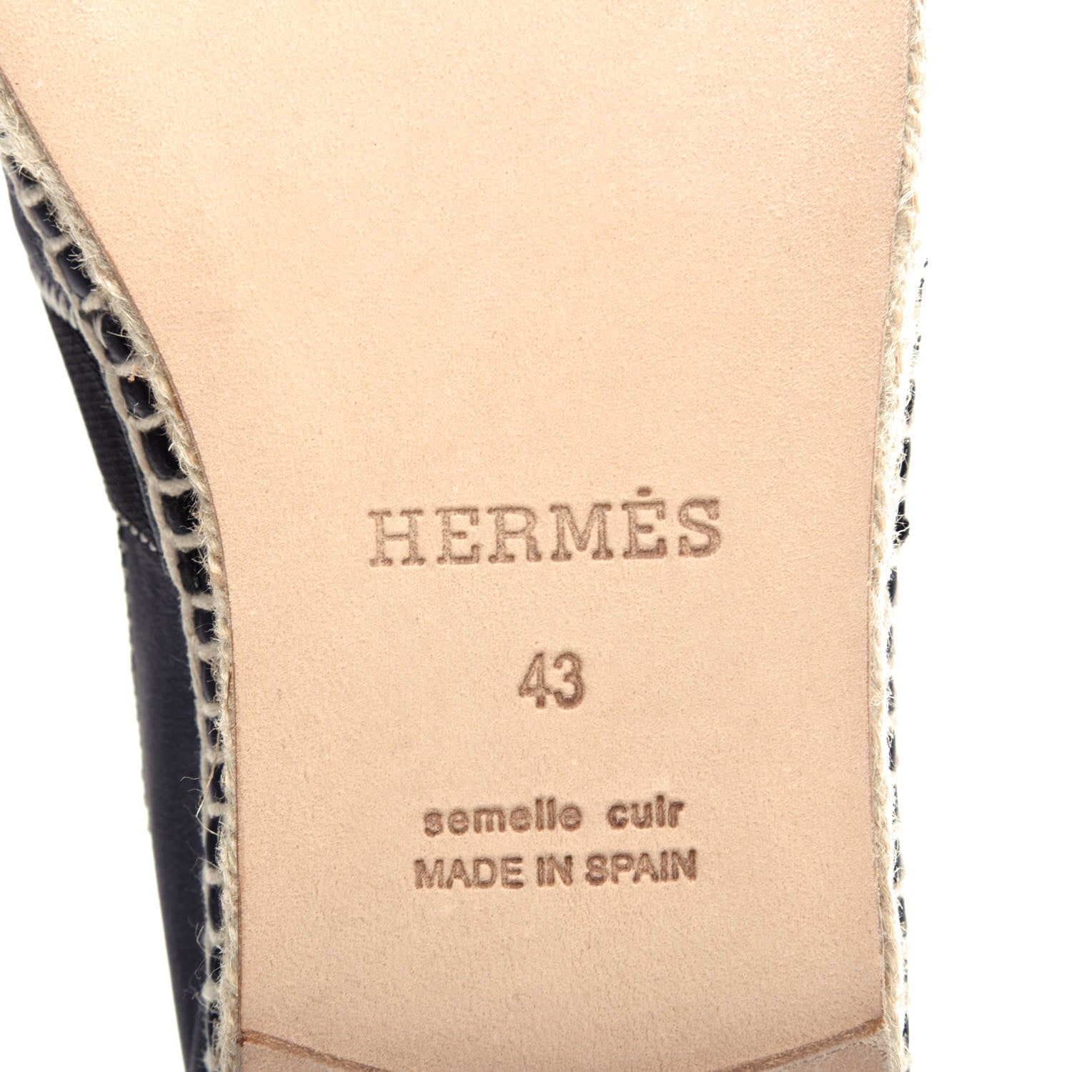 Hermes Calfskin Mens Arcachon Espadrilles 43 Marine Black 9 of 9