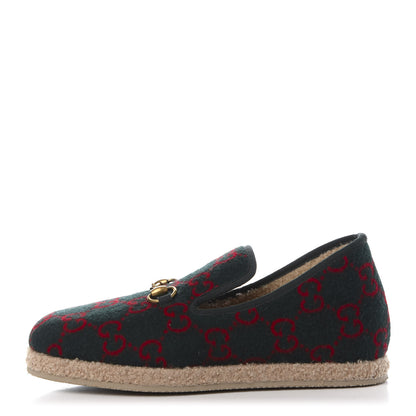Gucci Covered Wool GG Monogram Mens Fria Horsebit Loafers 7 Green Red Shamarock Butterscotch 1 of 9