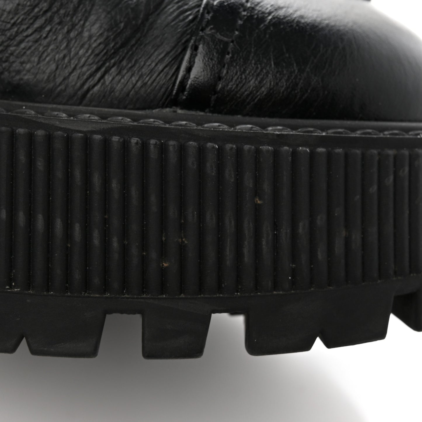 Calfskin CC Lace Up Combat Boots 38 Black