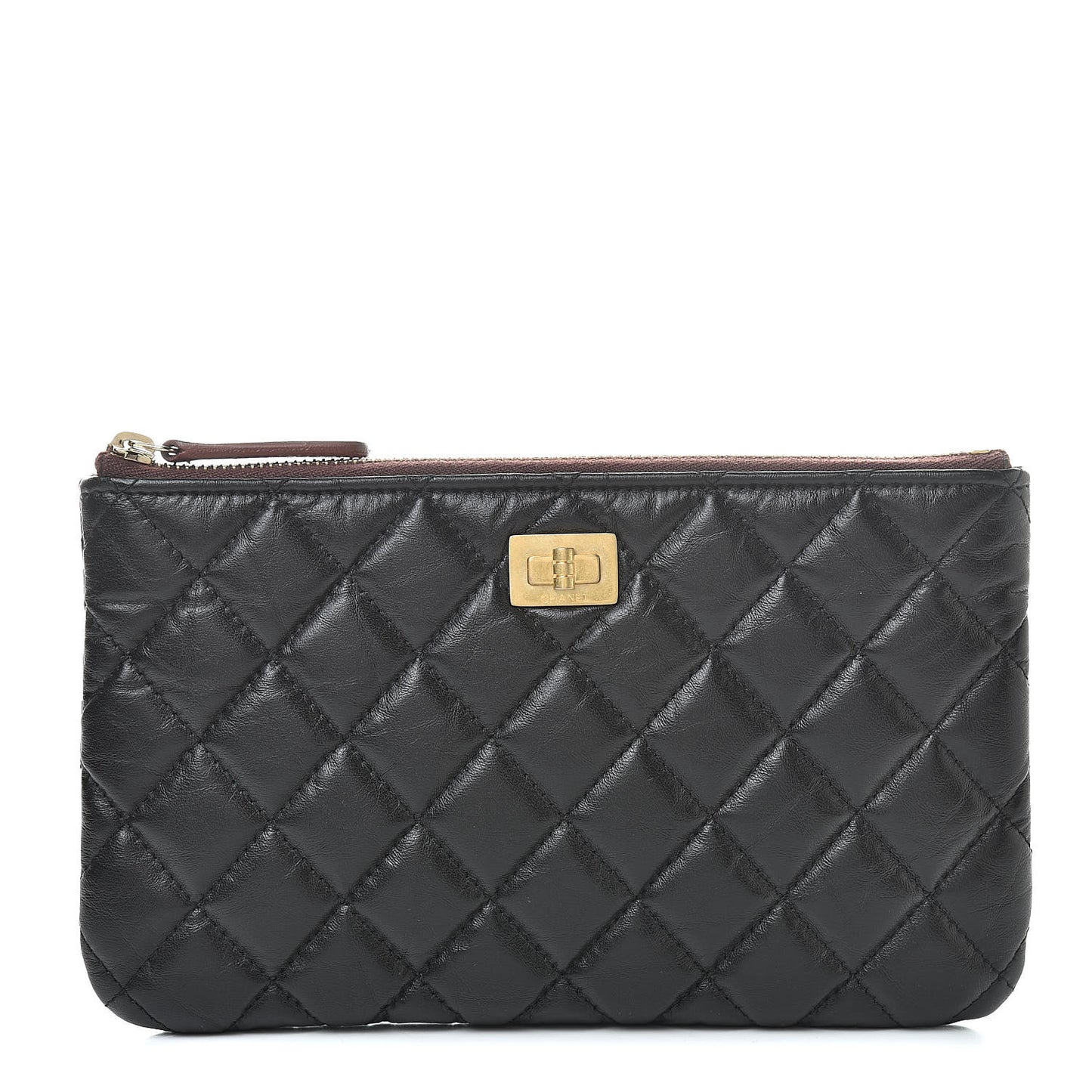 Aged Calfskin Quilted Medium Reissue Cosmetic Case Black