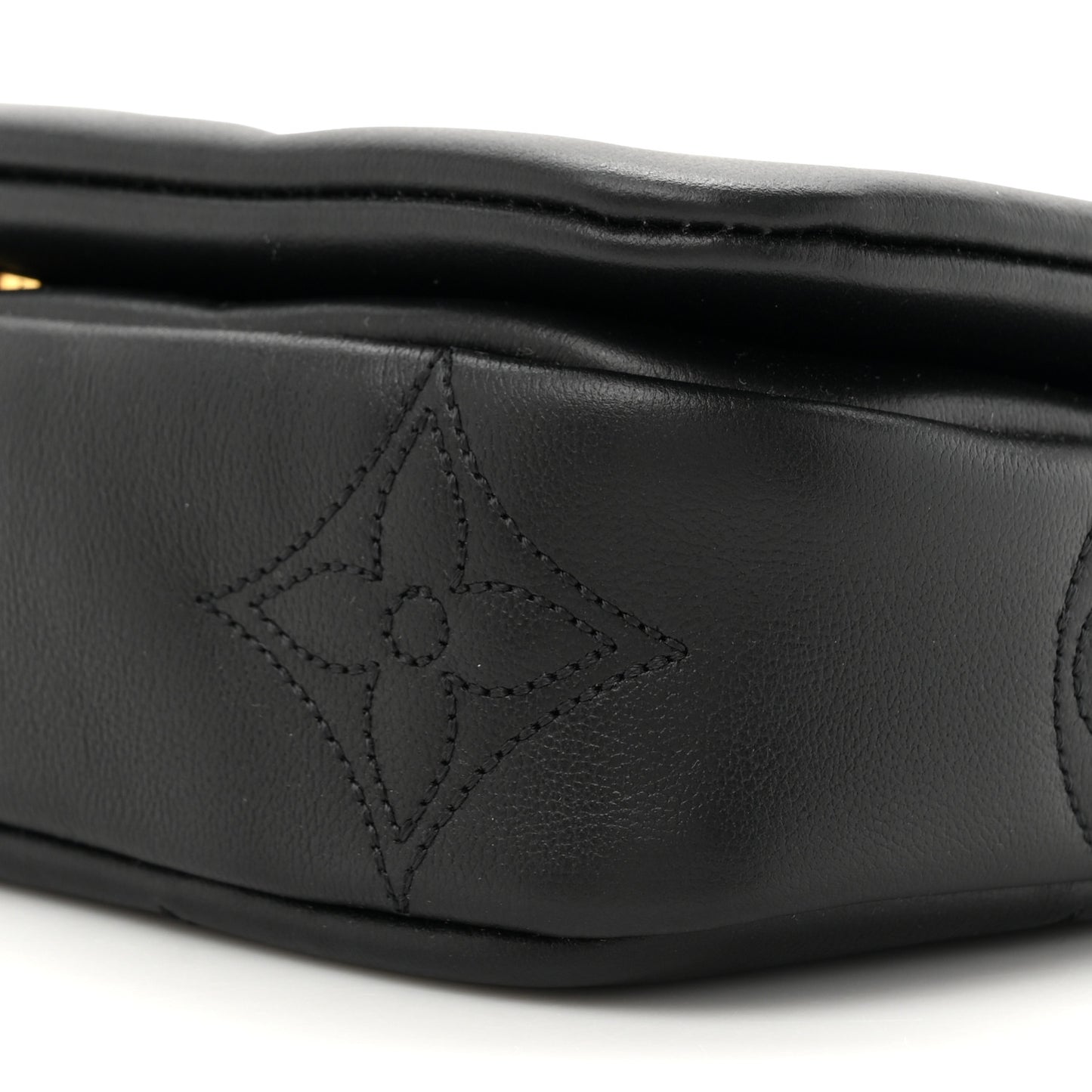 Calfskin Bubblegram Wallet On Strap Black