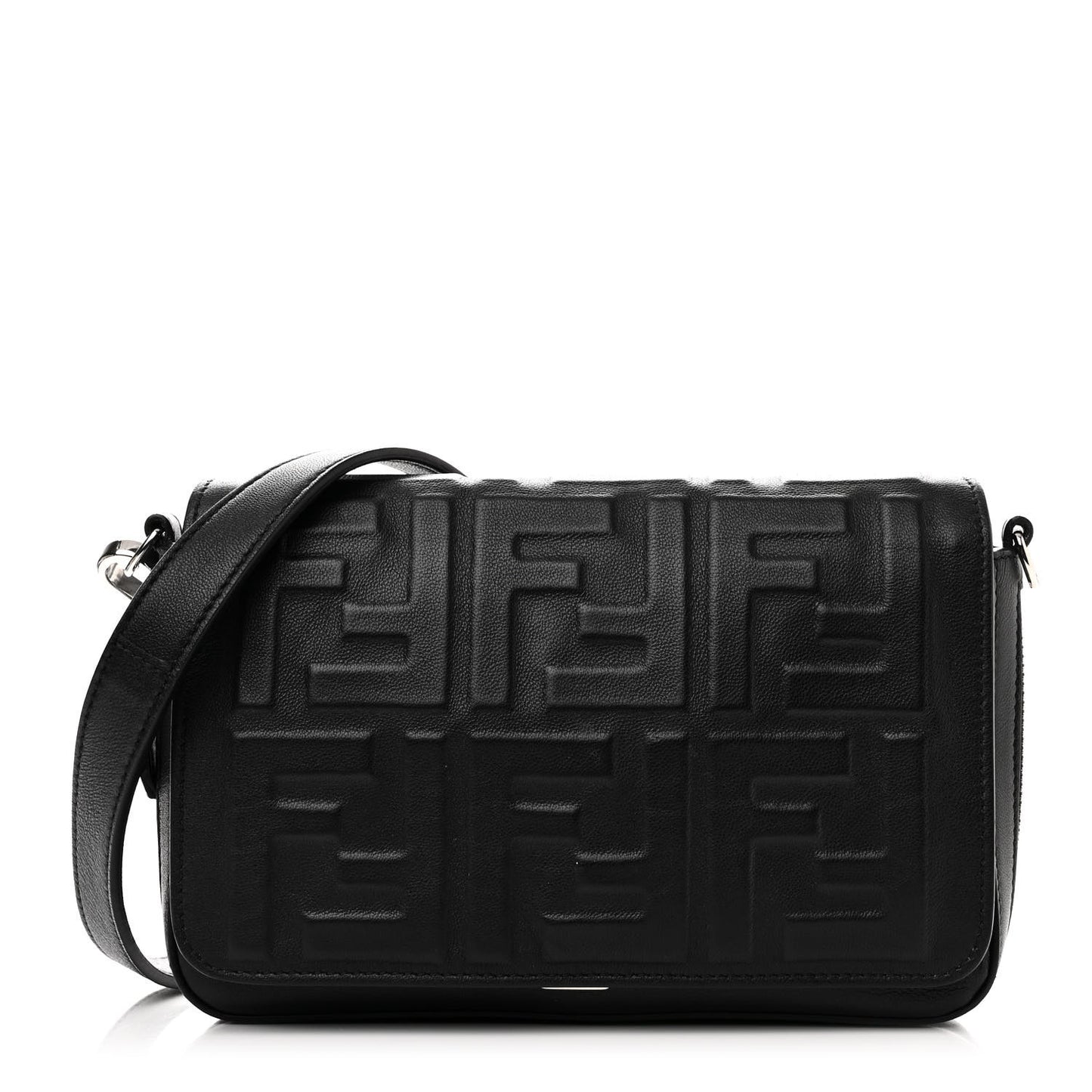 Nappa FF 1974 Embossed Mini Expandable Flap Bag Black
