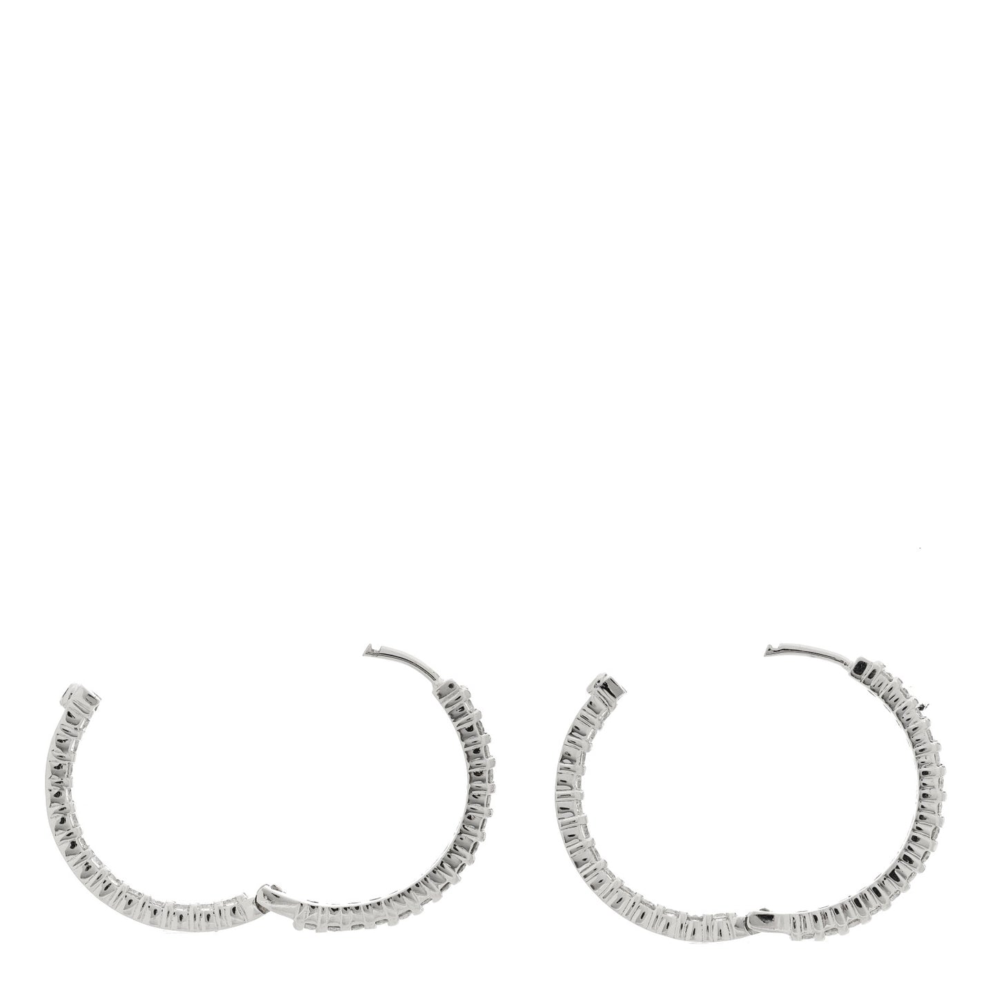 18K White Gold Diamond Small Inside Outside Hoop Earrings