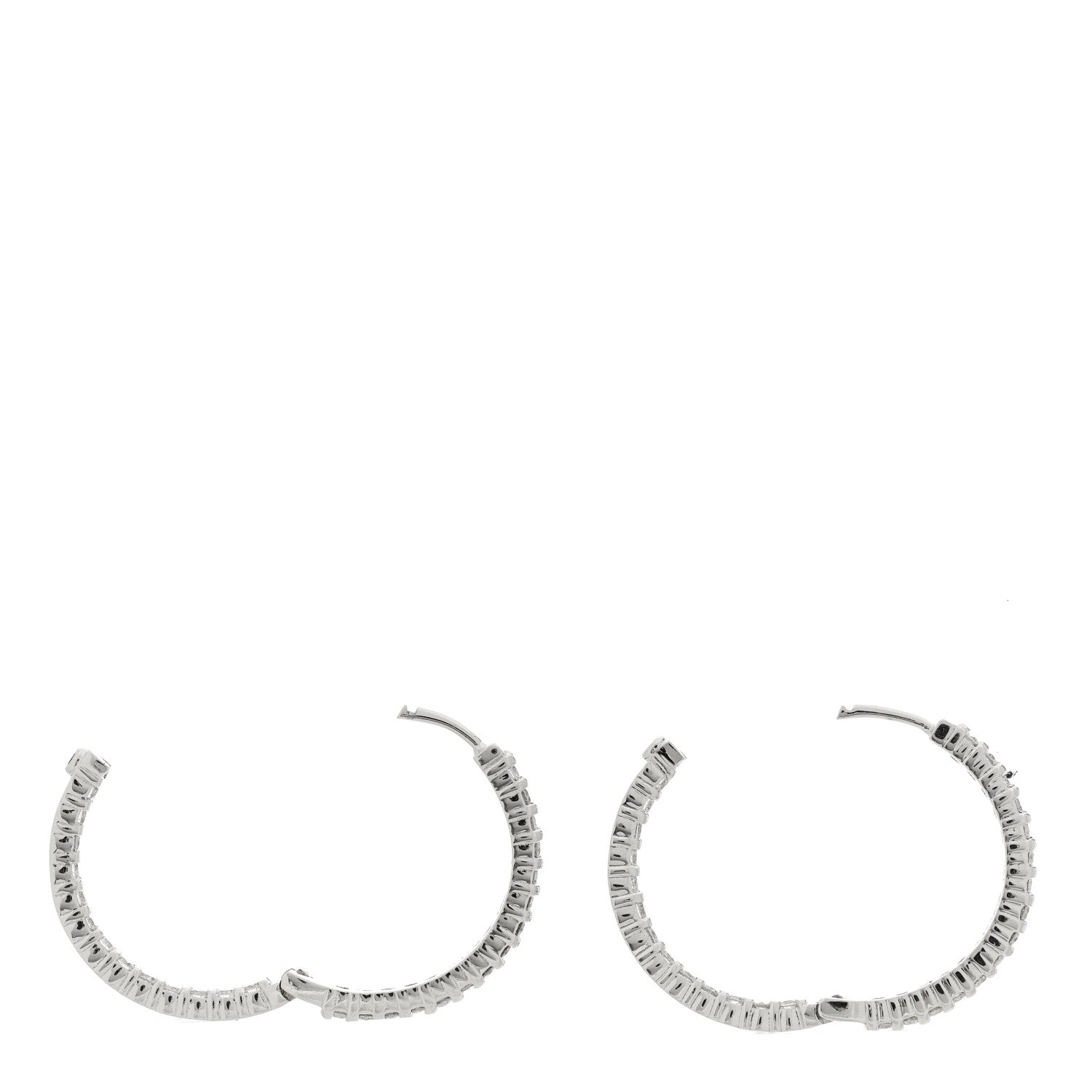 Roberto Coin 18K White Gold Diamond Small Inside Outside Hoop Earrings 4 of 6
