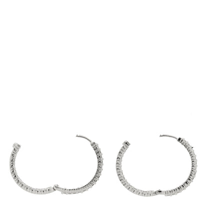 Roberto Coin 18K White Gold Diamond Small Inside Outside Hoop Earrings 4 of 6