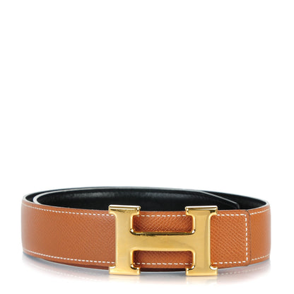 Hermes Box Courchevel 32mm H Belt 65 Black Gold 1 of 9