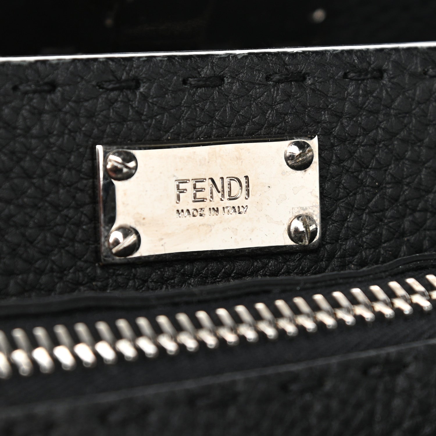 Fendi Cuoio Romano Selleria Large Mens Peekaboo Iconic Essential Satchel Black 7 of 12
