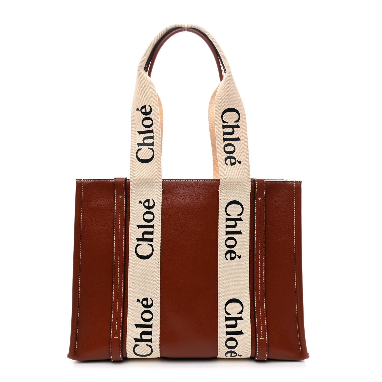 Chloe Calfskin Medium Woody Ribbon Tote Sepia Brown 1 of 10