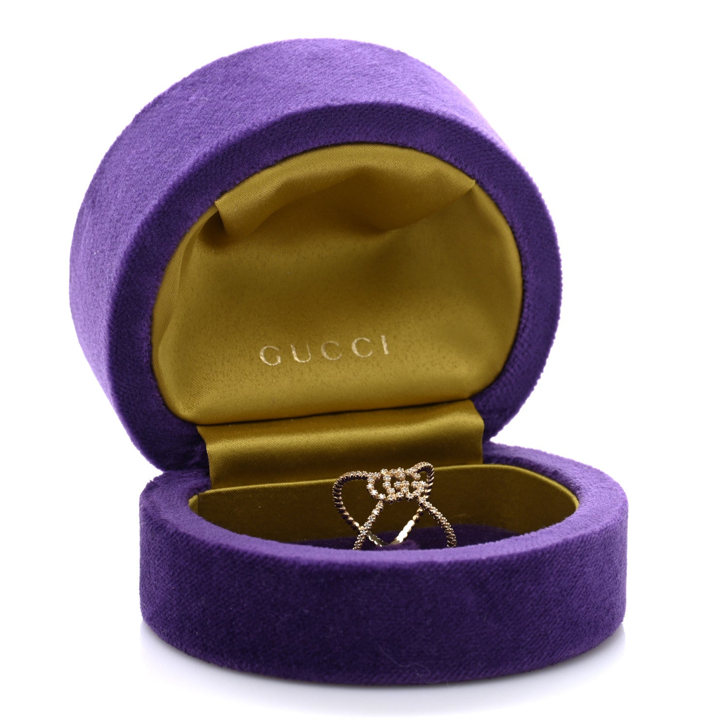 Gucci 18K Yellow Gold Diamond Running G Cross Pave Ring 52 6 5 of 5