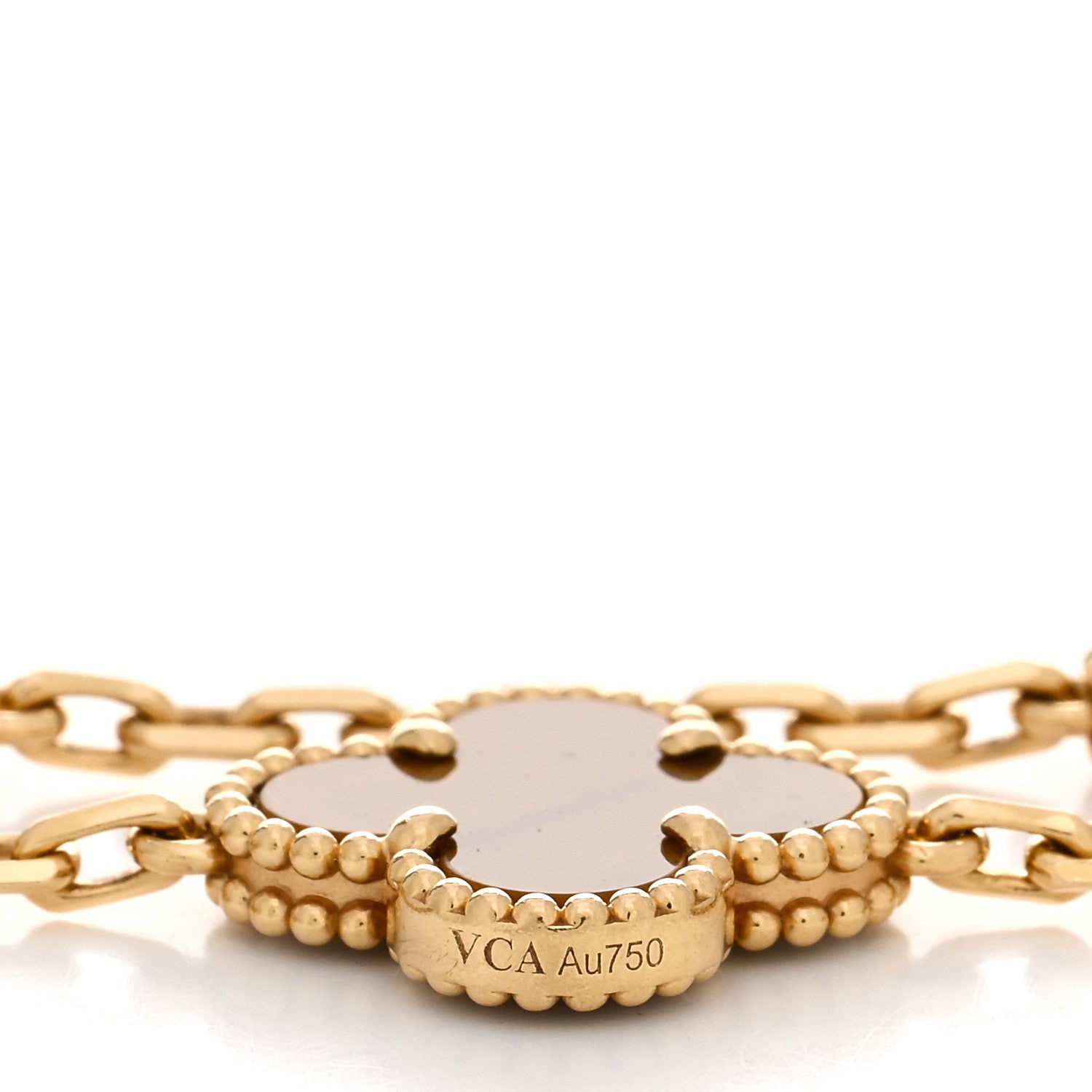 Van Cleef & Arpels 18K Yellow Gold Tiger Eye 5 Motifs Vintage Alhambra Bracelet 3 of 5