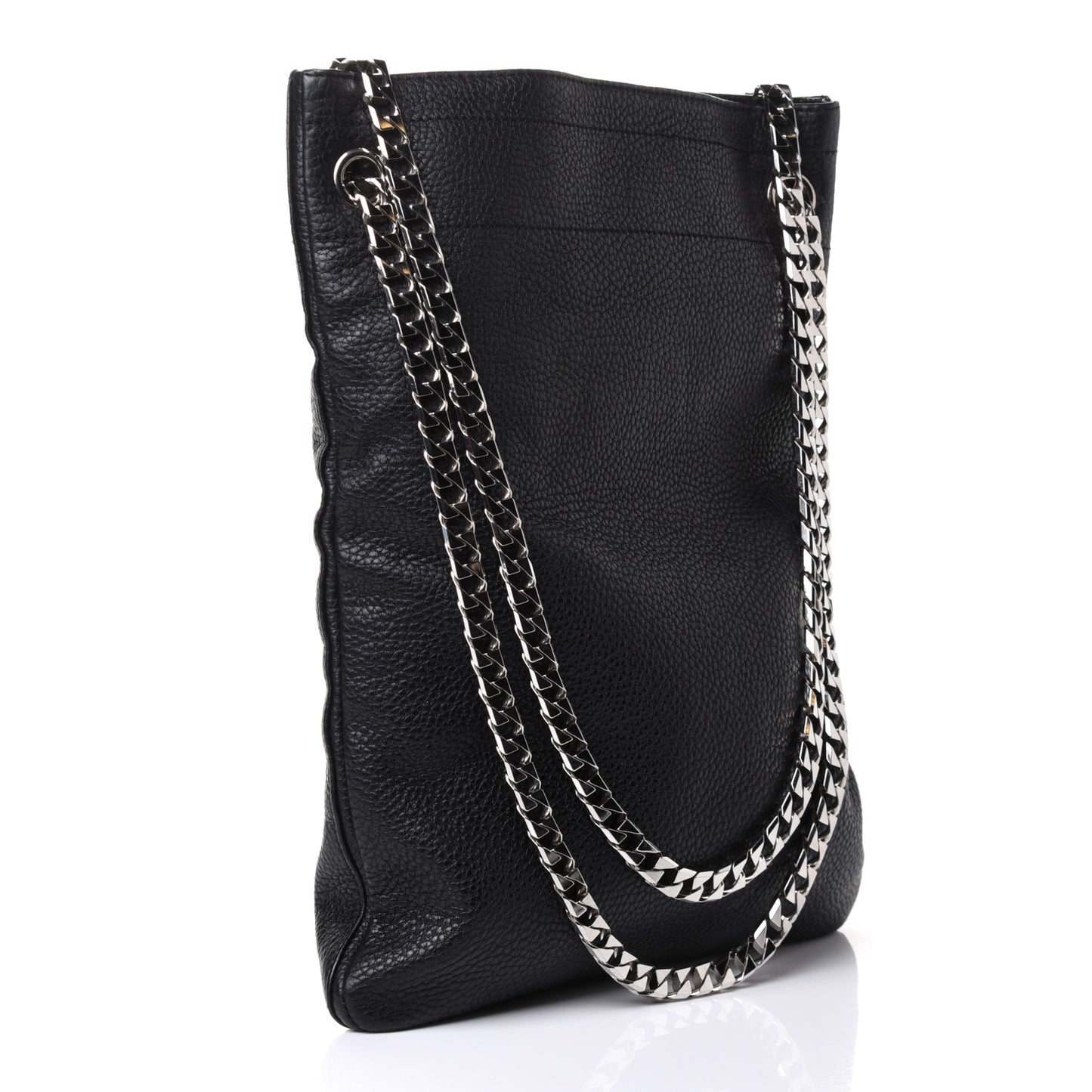 Pebbled Calfskin Large HDG Flat Tote Black