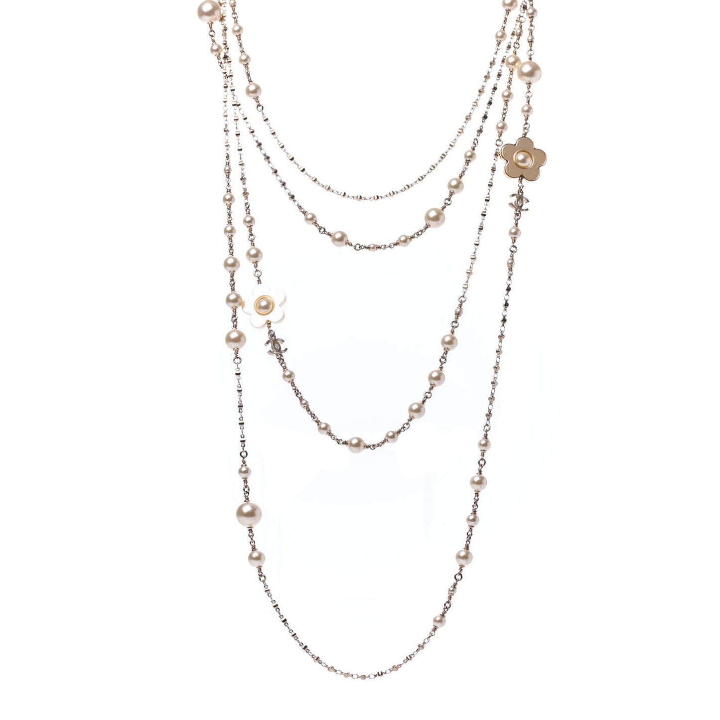 Pearl Flower CC Necklace Gold