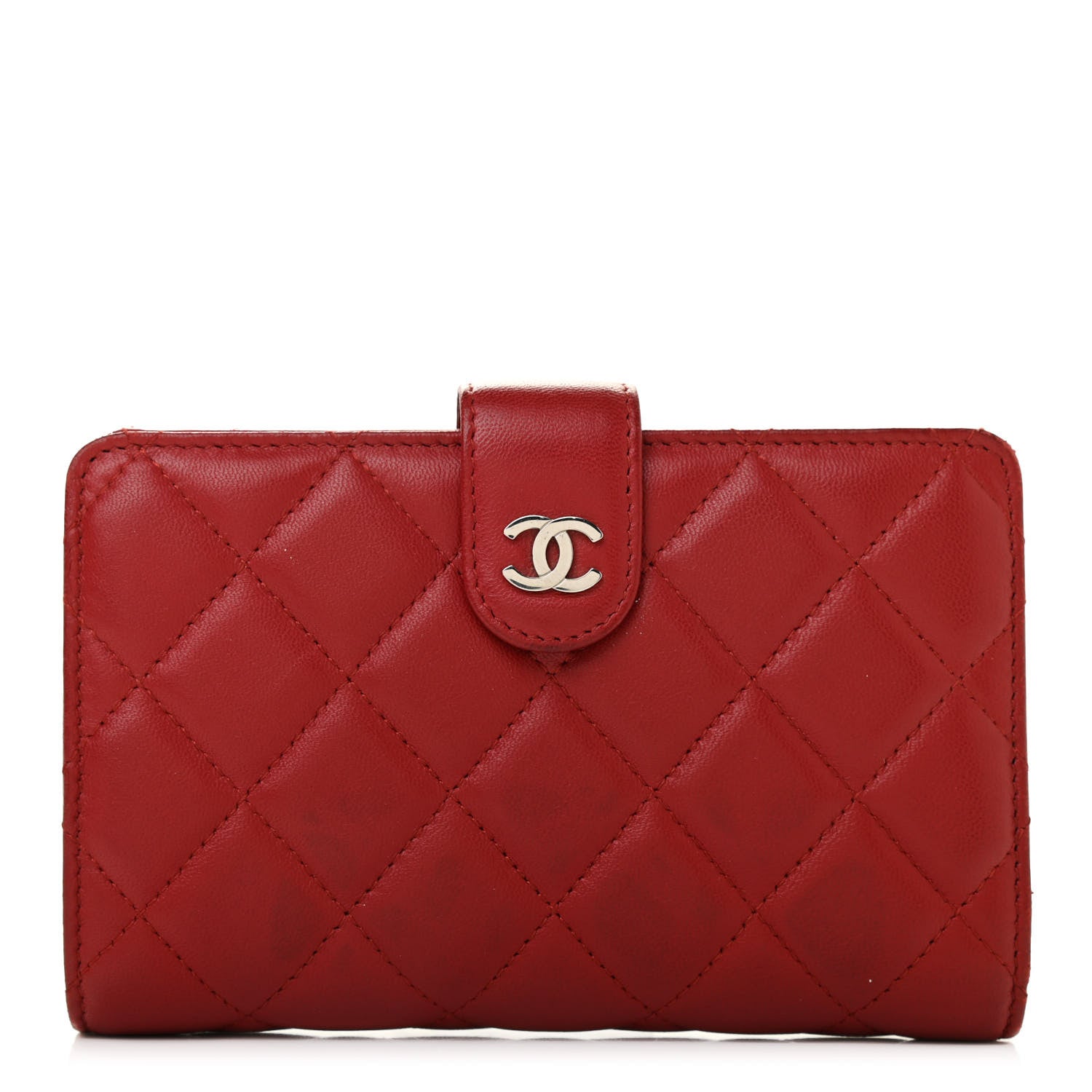 Chanel Lambskin Quilted Zipped Pocket Wallet Red 1 of 16