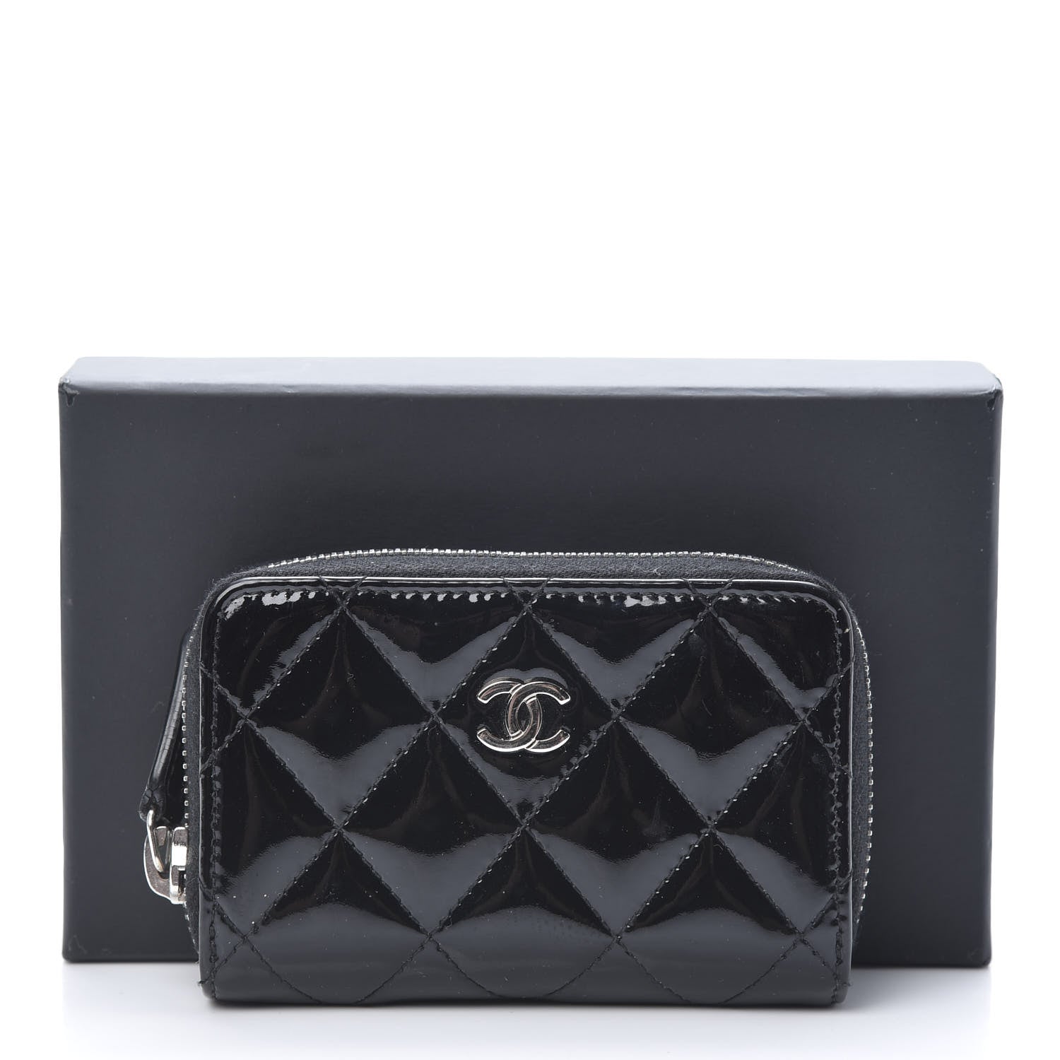 Chanel Patent Calfskin Quilted Zip Coin Purse Black 8 of 8