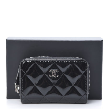 Chanel Patent Calfskin Quilted Zip Coin Purse Black 5 of 5