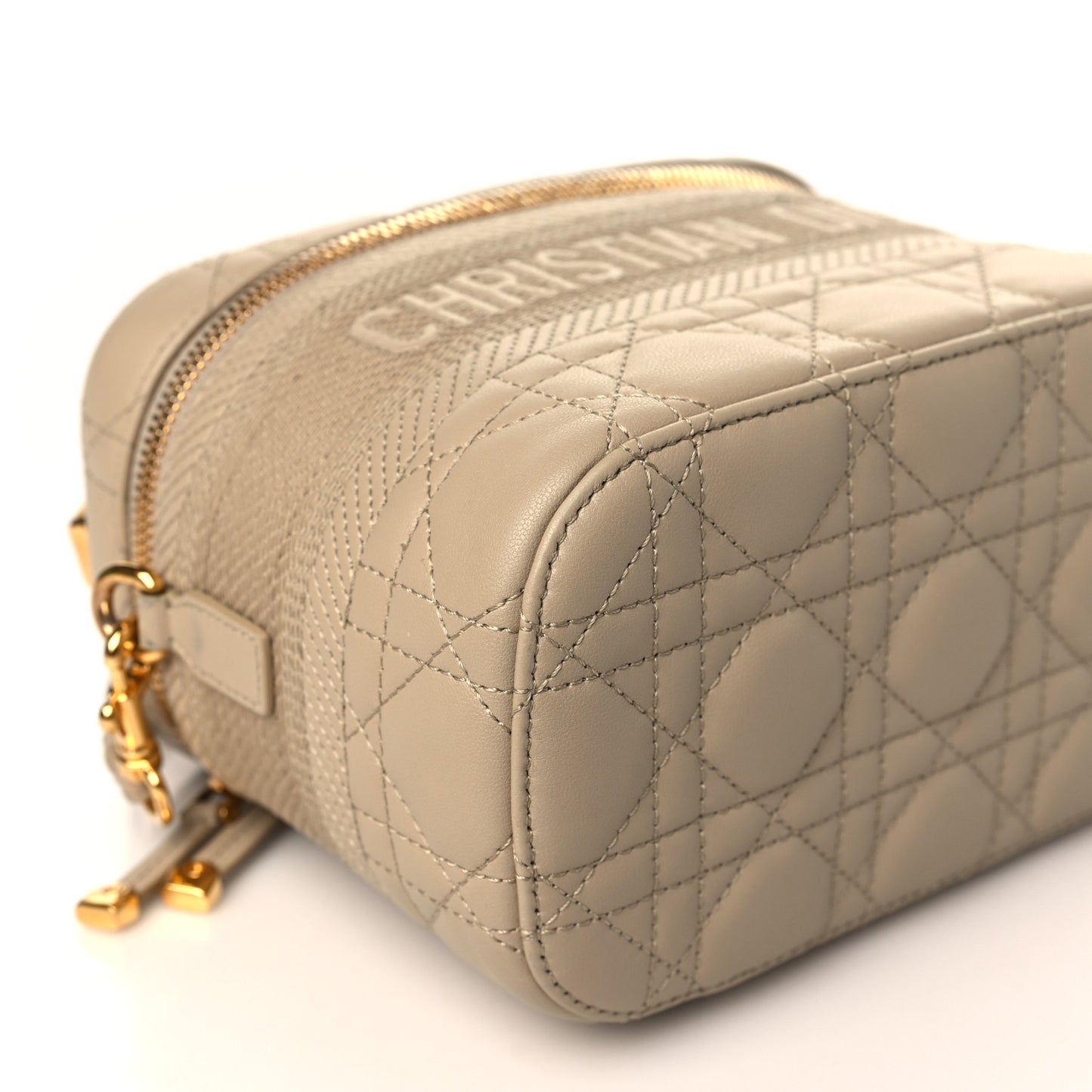 Lambskin Cannage Small Diortravel Vanity Case Light Beige