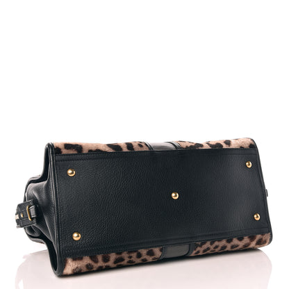 Saint Laurent Pony Hair Calfskin Leopard Print Medium Cabas Chyc Black 4 of 10