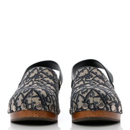 Christian Dior Canvas Oblique Diorquake 20mm Slingback Clogs 38 Deep Blue 2 of 13
