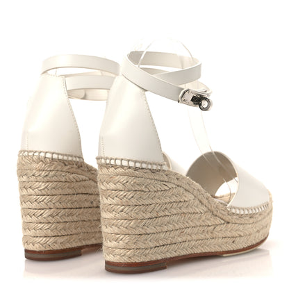 Hermes Calfskin Tipoli Espadrille Wedges 38 White 5 of 13