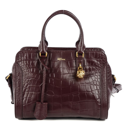 Alexander McQueen Cocco Soft Calfskin Small Skull Padlock Zip Around Tote Bordeaux 1 of 8