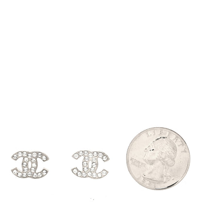 Chanel Crystal Mini Timeless CC Earrings Silver 2 of 4