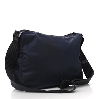 Prada Nylon Vela Flat Messenger Bag Blue Black 2 of 8