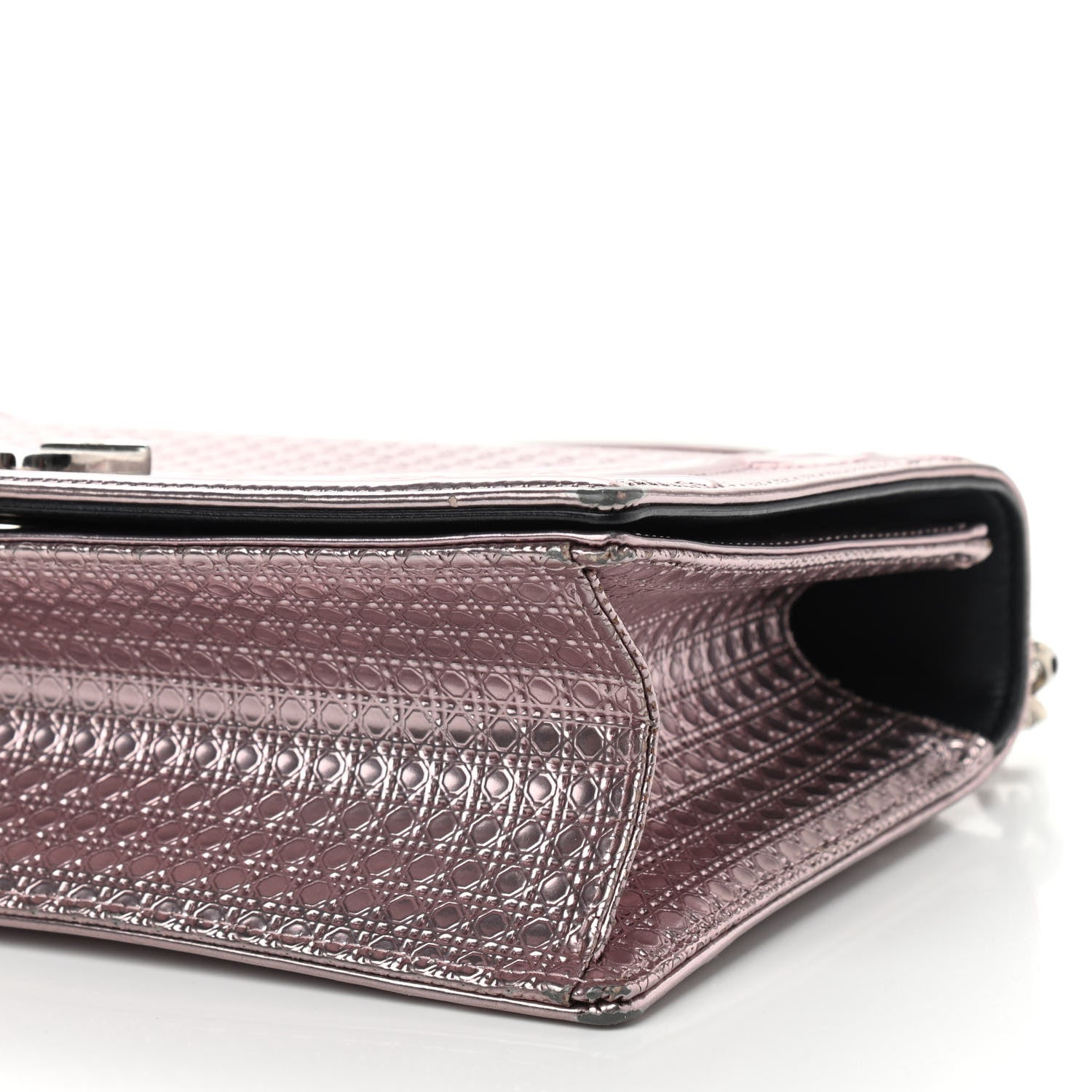 Christian Dior Metallic Patent Micro-Cannage Medium Diorama Flap Bag Pink 7 of 8