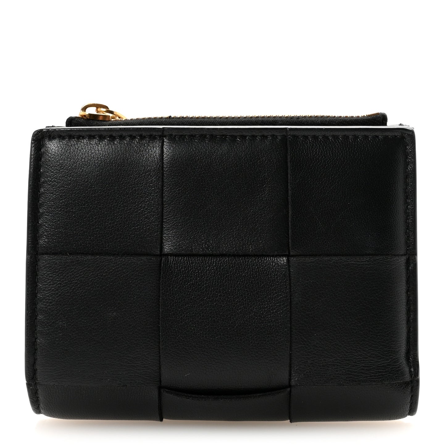 Nappa Maxi Intrecciato Small Bi-Fold Zip Wallet Black
