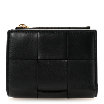 Bottega Veneta Nappa Maxi Intrecciato Small Bi-Fold Zip Wallet Black 1 of 7