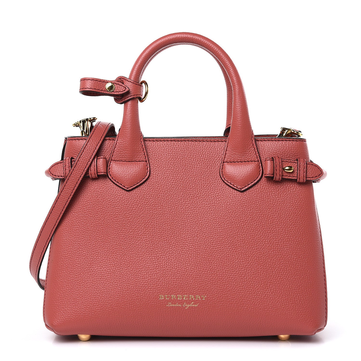Burberry Grainy Calfskin House Check Small Banner Tote Cinnamon Red 1 of 12