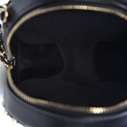 Chanel Calfskin Quilted Pearl Round Clutch With Chain Black 5 of 11