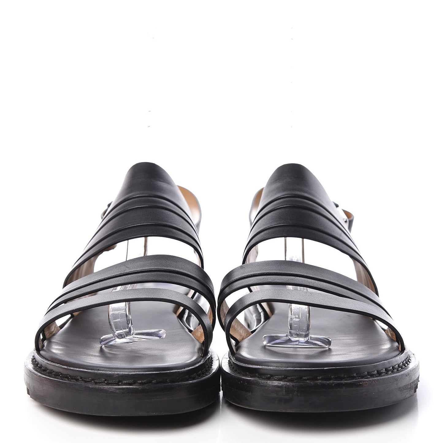 Calfskin Mens Buckle Sandals 43 Black