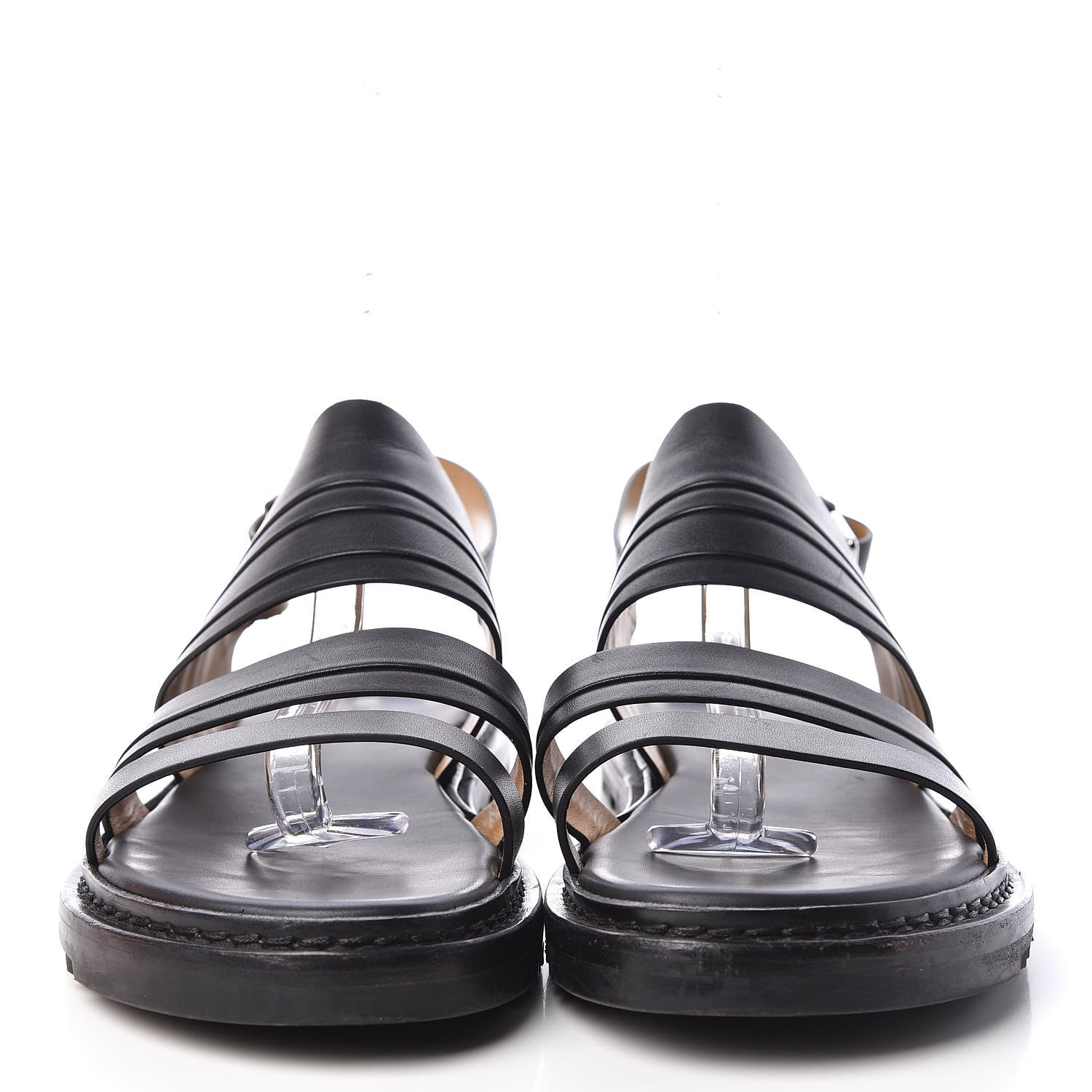 Hermes Calfskin Mens Buckle Sandals 43 Black 2 of 10