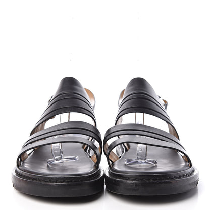 Hermes Calfskin Mens Buckle Sandals 43 Black 2 of 10