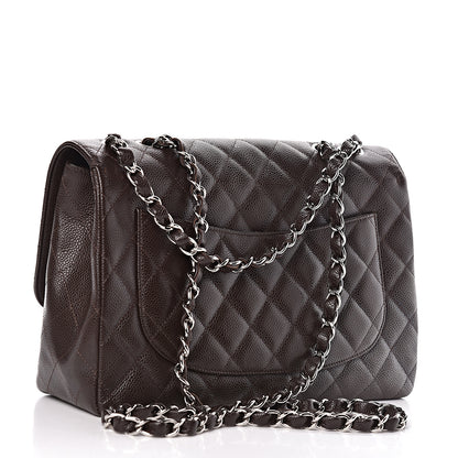 Chanel Caviar Quilted Jumbo Single Flap Dark Brown 3 of 13