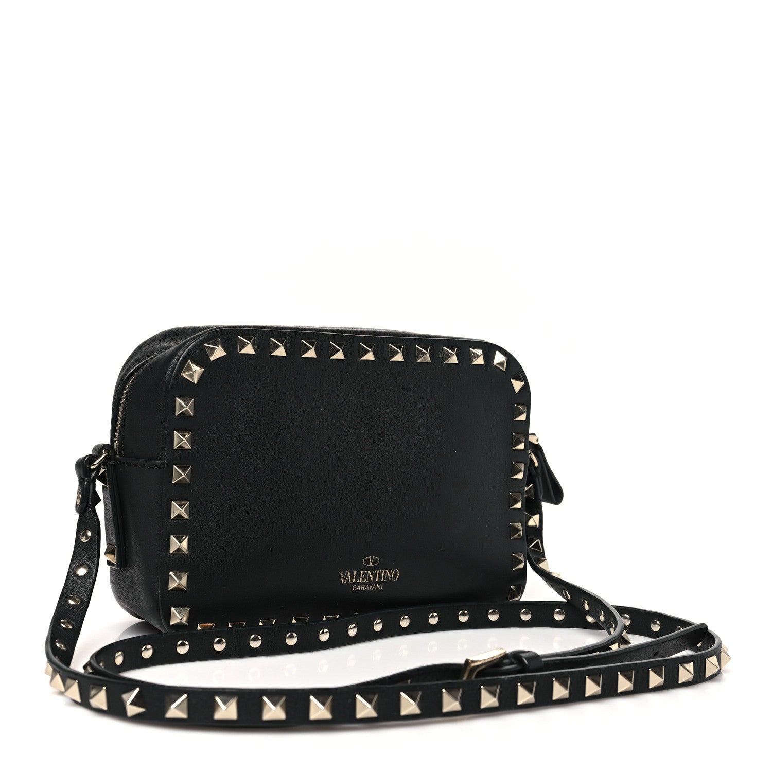 Valentino Garavani Calfskin Rockstud Camera Crossbody Bag Black 3 of 9
