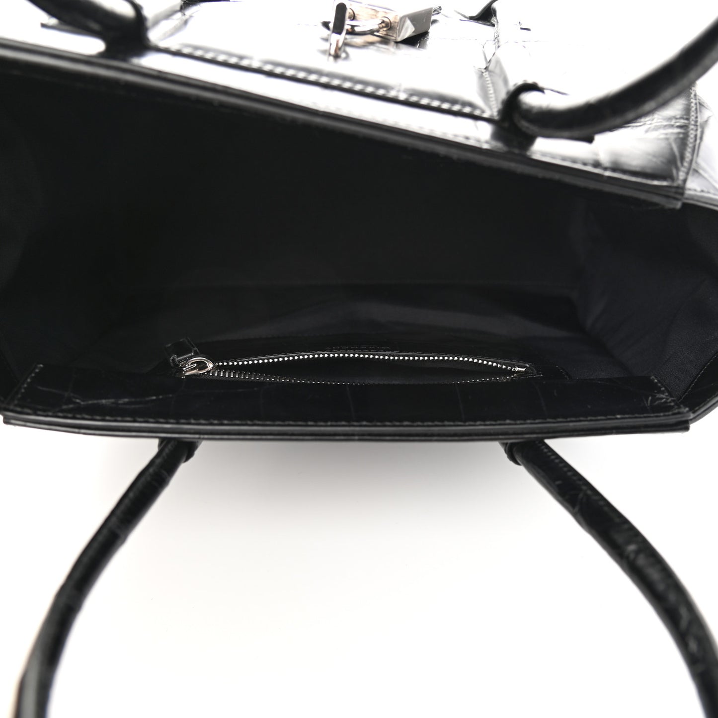 Calfskin Crocodile Embossed Medium Lock Antigona Black