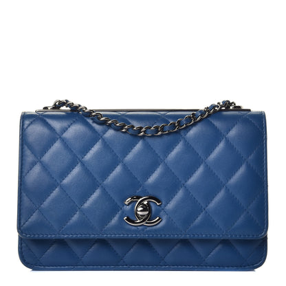 Chanel Lambskin Quilted Trendy CC Wallet On Chain WOC Blue 1 of 16