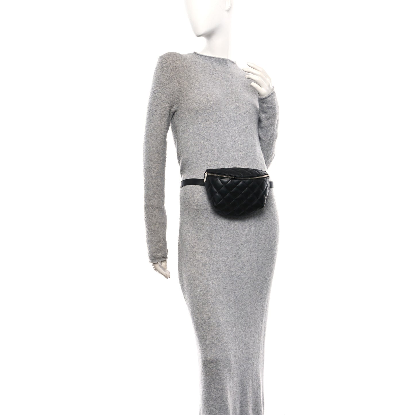 Calfskin Quilted Waist Belt Bag Black