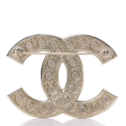 Chanel Pearl Crystal CC Brooch Gold 2 of 4