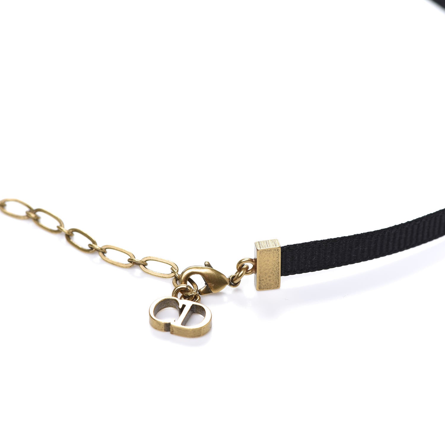 Christian Dior Grosgrain Ribbon J'Adior Logo Choker Necklace Black 5 of 6
