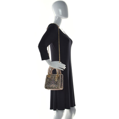 Christian Dior Calfskin Beaded Mini Lady Dior Beige Multicolor 2 of 14