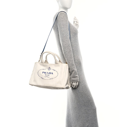 Prada Canapa Logo Tote White Blue 2 of 9