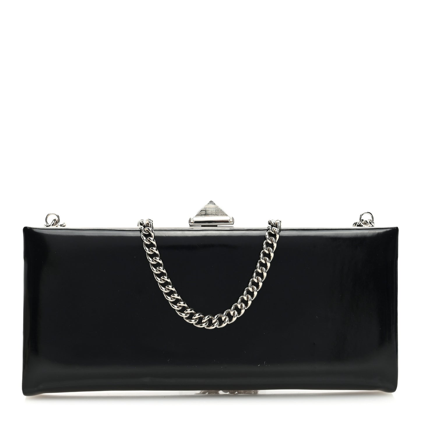 Patent Crystal Clutch Black