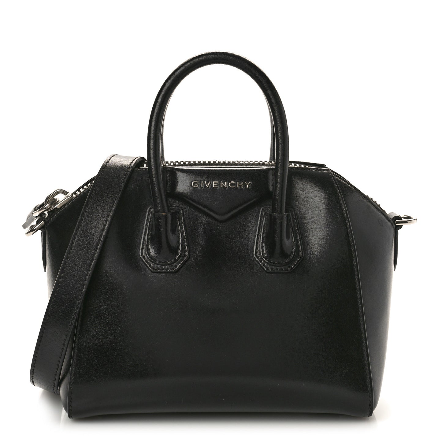 Shiny Lord Calfskin Small Antigona Black