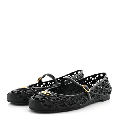 Valentino Garavani Scalloped Rubber VLogo Ondette Ballerina Flats 41 Black 4 of 9