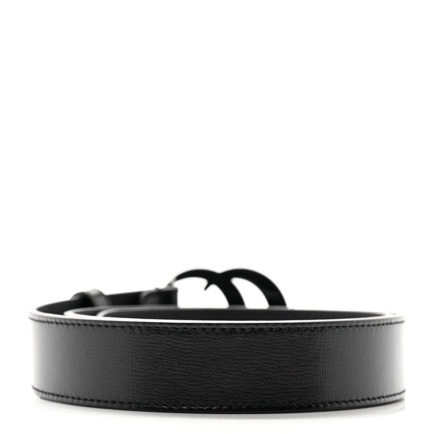 Azalea Calfskin Enamel Monochrome Double G 30mm Belt 75 30 Black