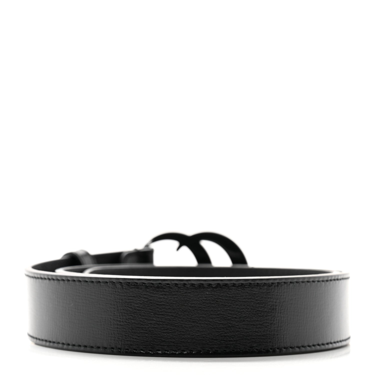 Gucci Azalea Calfskin Enamel Monochrome Double G 30mm Belt 75 30 Black 2 of 5