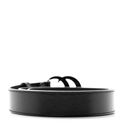 Gucci Azalea Calfskin Enamel Monochrome Double G 30mm Belt 75 30 Black 2 of 5